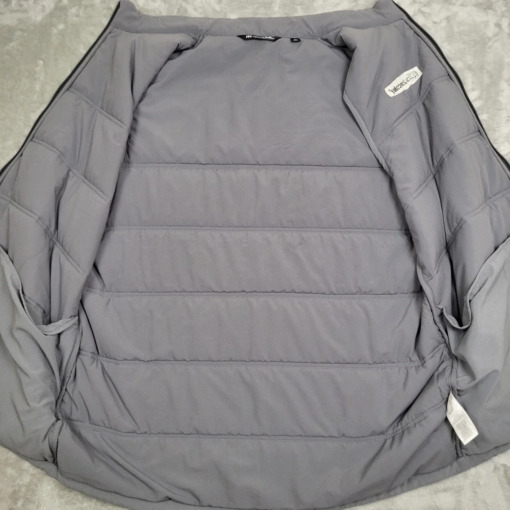 Travis Mathew Quilted Puffer Vest Mens Gray 2XL Full Zip Insulated Pockets